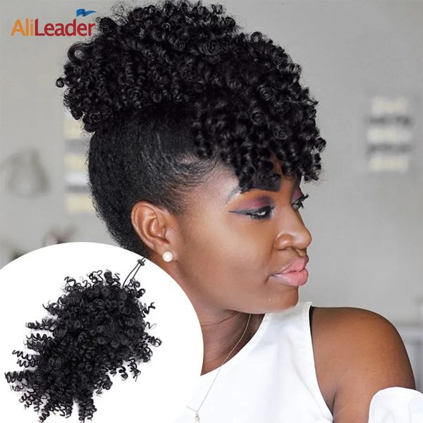 

Alileader Synthetic Kinky Curly Bangs Short Clip on Extentions Adjustable Fringe Hair Piece for Women 231006