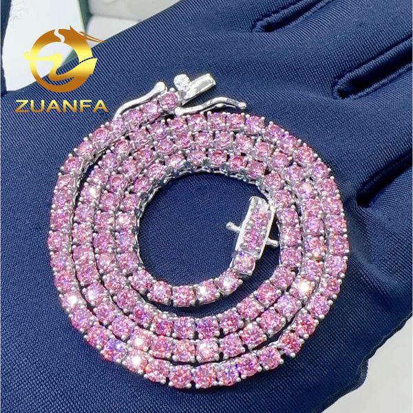 3mm 4mm Pass Diamond Tester Pink Moissanite Sterling Silver Necklace Iced Out Vvs Moissanite Tennis Chain
3mm 4mm Pass Diamond Tester Pink Moissanite Sterling Silver Necklace Iced Out Vvs Moissanite Tennis Chain