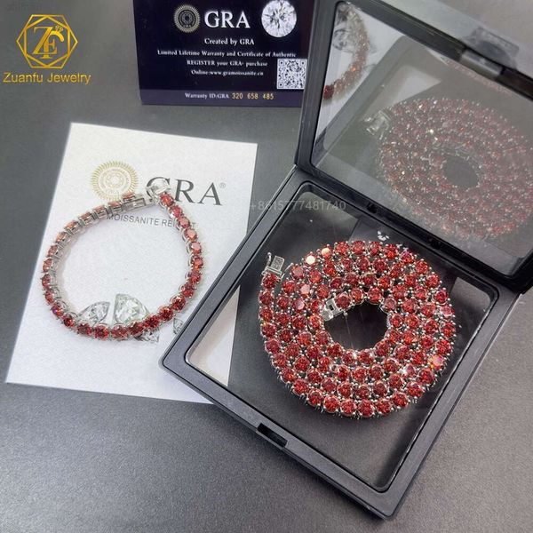 Wholesale Price Custom Hip Hop Jewelry 3mm 4mm 6.5mm Men Women Iced Out Gra Certified Garnet Red Moissanite Diamond Tennis Chain
Wholesale Price Custom Hip Hop Jewelry 3mm 4mm 6.5mm Men Women Iced Out Gra Certified Garnet Red Moissanite Diamond Tennis Chain
