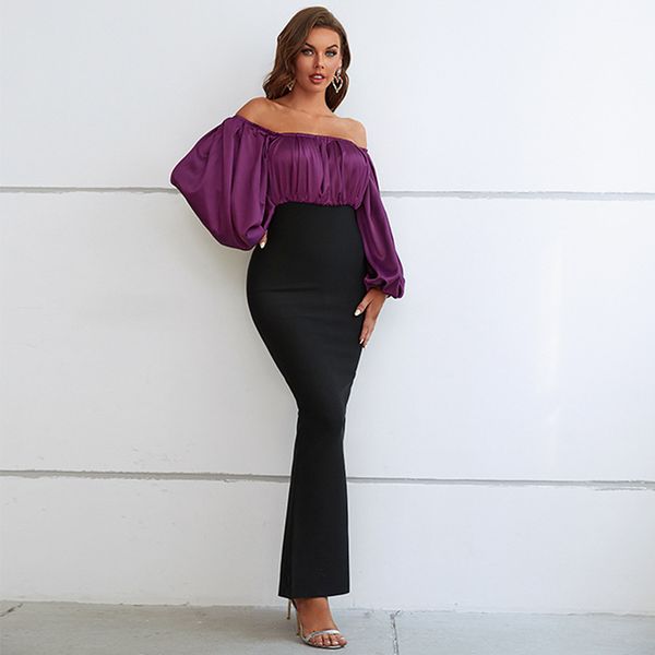 women lady office sexy maxi long bandage dresses bodycon slim dress off shoulder grace gowns ZF3819, Purple+black
women lady office sexy maxi long bandage dresses bodycon slim dress off shoulder grace gowns ZF3819, Purple+black