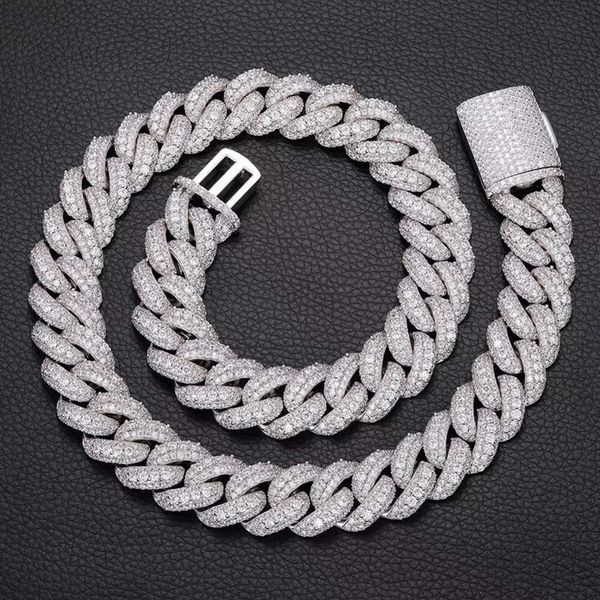 Wuzhou Wholesale Price Custom 19mm Iced Out Cuban Chain with Brilliance Bling Moissanite S925 Silver 3rows Cuban Links Necklace
Wuzhou Wholesale Price Custom 19mm Iced Out Cuban Chain with Brilliance Bling Moissanite S925 Silver 3rows Cuban Links Necklace