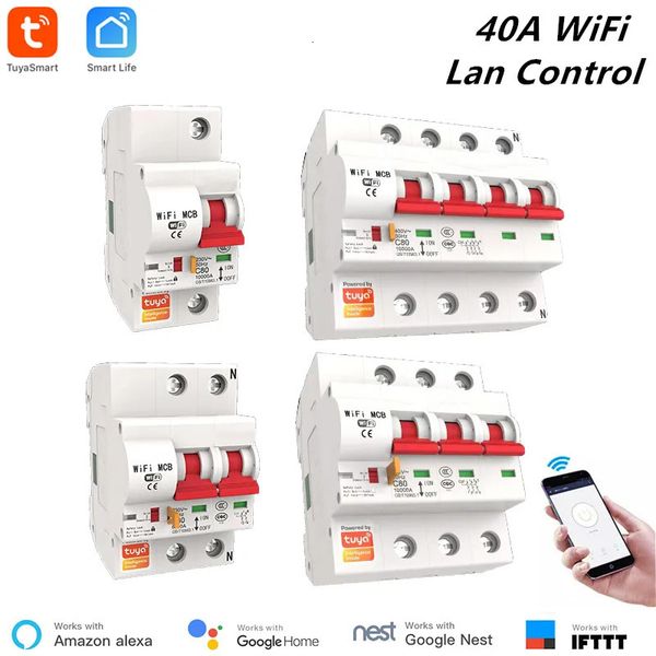 Other Electronics Tuya 40A 1P 2P 3P 4P WiFi Smart Circuit Breaker Automatic Switch overload short circuit protection with Alexa Google home 231007