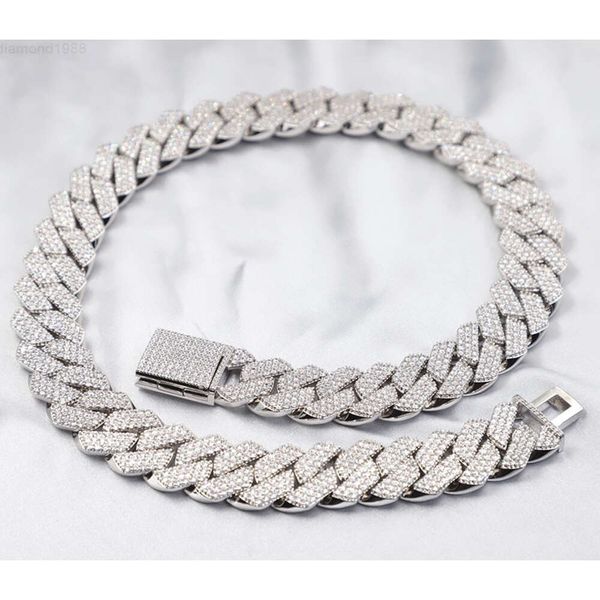 High Quality Fashion Jewelry 15mm 18mm 3 Rows Moissanite Diamond 925 Sterling Silver Hip Hop Cuban Link Chain for Men
High Quality Fashion Jewelry 15mm 18mm 3 Rows Moissanite Diamond 925 Sterling Silver Hip Hop Cuban Link Chain for Men
