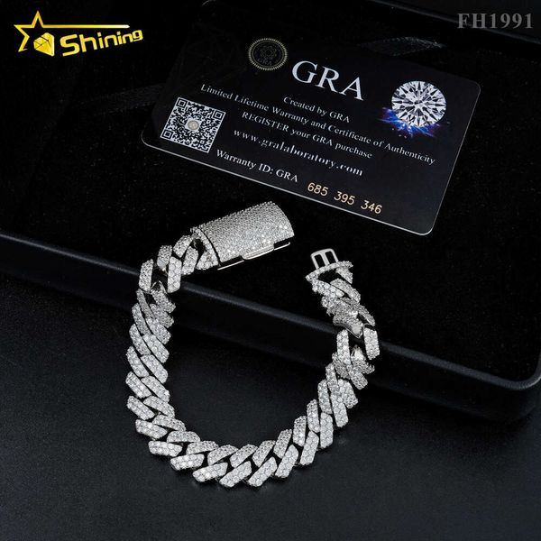 

Custom Cuban Link Chain Bracelets 18k Gold Plated Silver Vvs Gra Certified Moissanite Lab Diamonds Iced Out Men's Bracelet