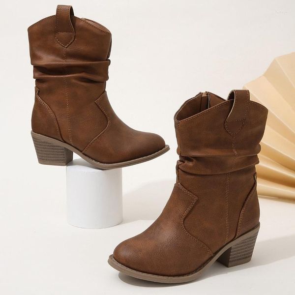 Boots Teenage Kids Shoes Elegant Versatile Side Zipper Girls Brown Pleated Chic Fashion Children Low Heels Mid-calf Simple
Boots Teenage Kids Shoes Elegant Versatile Side Zipper Girls Brown Pleated Chic Fashion Children Low Heels Mid-calf Simple