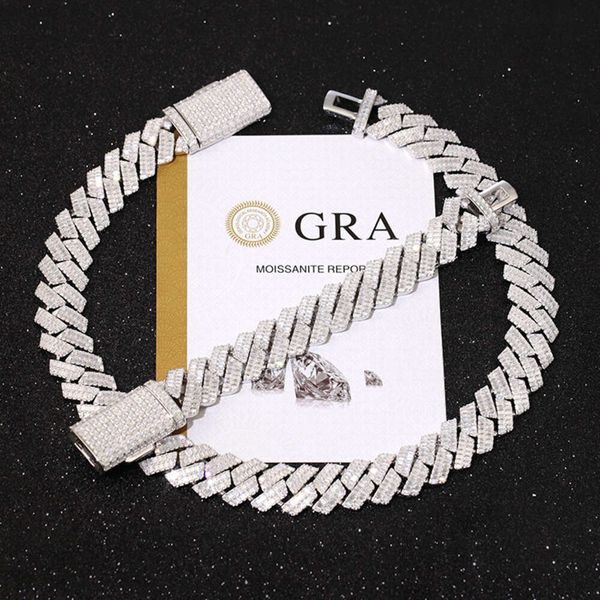 Yu Ying Gems Jewelry 20mm Wide Full Baguette Moissanite Diamond Sterling 925 Silver Necklace Cuban Chain
Yu Ying Gems Jewelry 20mm Wide Full Baguette Moissanite Diamond Sterling 925 Silver Necklace Cuban Chain