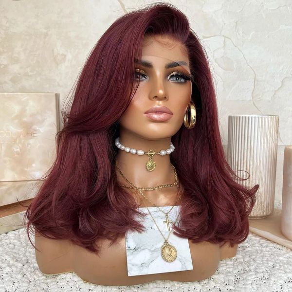 Red Burgundy Short Wavy Lace Front Wig Human Hair Bone Straight Bob Lace Front Wig PrePlucked Transparent Synthetic Lace Wig For Women, Blonde
Red Burgundy Short Wavy Lace Front Wig Human Hair Bone Straight Bob Lace Front Wig PrePlucked Transparent Synthetic Lace Wig For Women, Blonde