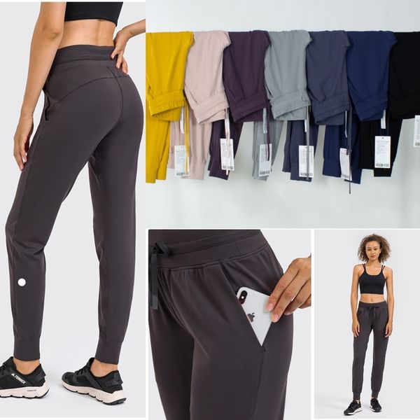 

LU-780 Yoga Wear Drawstring Elastic High-waisted Jogging Pants Women's Sports Fitness Casual Pants, Blue