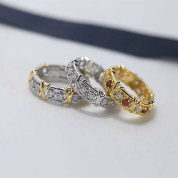 

Tiff Ring Designer Jewelry Luxury Fashion jewelry S925 Sterling Silver Tiejia Gold Edge Diamond Ring with Feminine Exquisite High Grade Feeling jewelry accessory