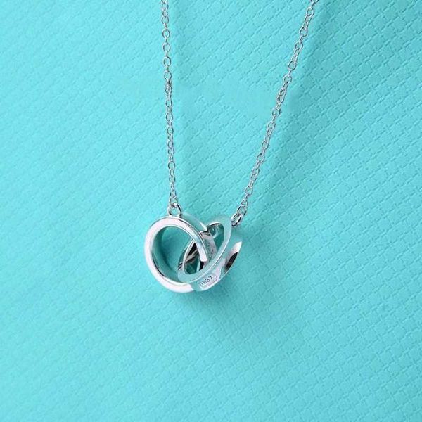 

Tiff Necklace Designer luxury fashion jewelry S925 Silver 1837 Double Ring Necklace Light Luxury Classic Chain Necklace Qixi Valentine's Day Gift jewelry accessory