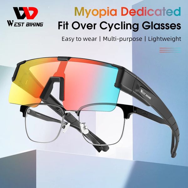 Image of Outdoor Eyewear WEST BIKING Fit Over Myopia Glasses Men Women Polarized Sunglasses Pochromic Cycling Driving Fishing Goggles 231009