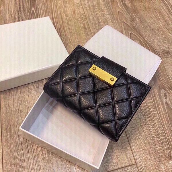 

Luxury wallet short credit card holder money holder top leather cardholder classic clutch, Black