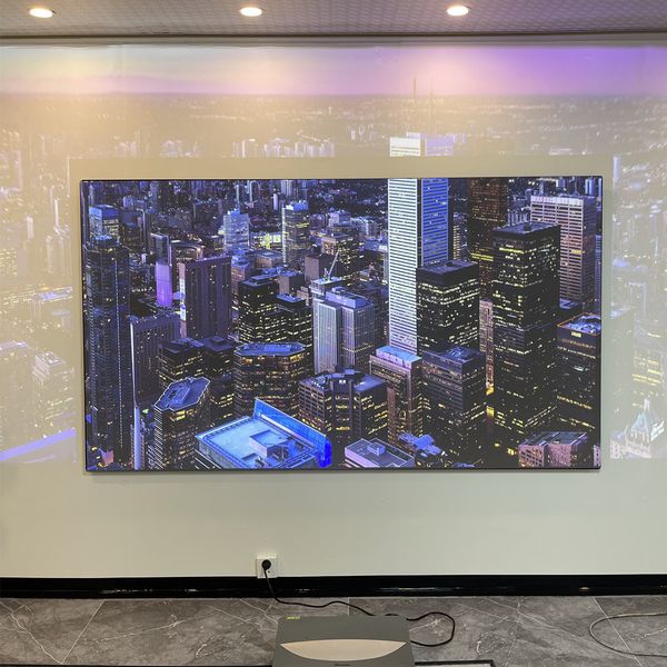 Image of 84 - 120 Inch Home Theater UST ALR Projector Screen PET Crystal Ambient Light Rejecting Fixed Frame Projection Screen for Ultra Short Throw Projectors