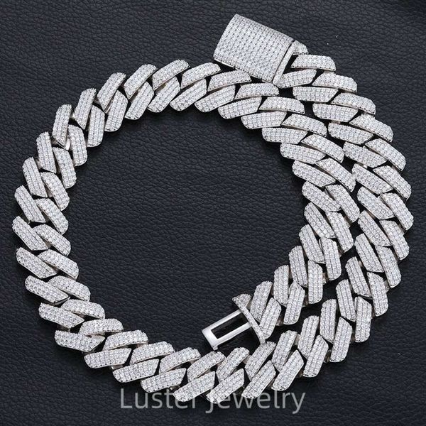 Luster Super Cool Hip Pop High Quality S925 Silver 20mm Width Three Line Paving Moissanite Cuban Link Chain for Men
Luster Super Cool Hip Pop High Quality S925 Silver 20mm Width Three Line Paving Moissanite Cuban Link Chain for Men