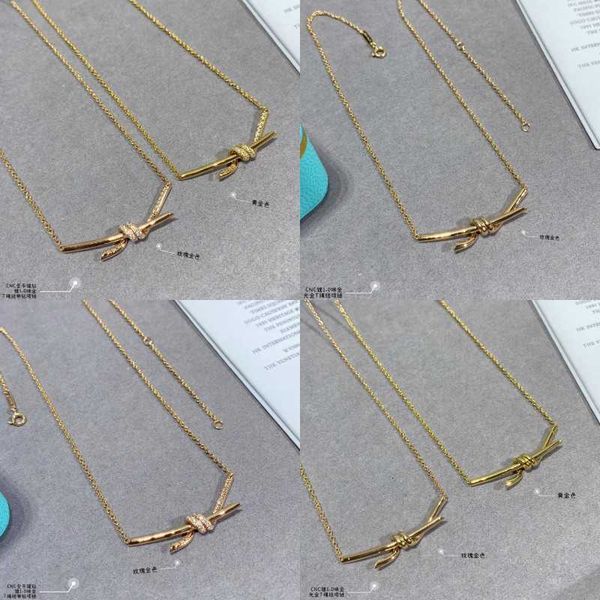 

Tiff Necklace Designer luxury fashion jewelry Knot Diamond necklace 18K Rose Gold Cross Light Luxury New Sterling Silver Collar Chain Female Gift jewelry accessory