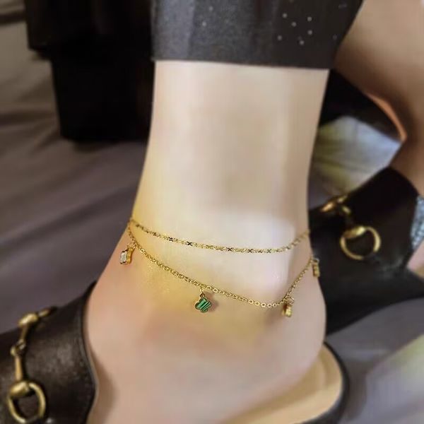 

Fashion Anklets designer clover anklet small 5flowers jewelry 18k gold plated chains Mother of pearl colorful chain for Mothers Day Chrismas party Holiday gift