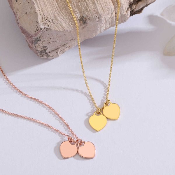 

Tiff Necklace Designer luxury fashion jewelry Boutique Jewelry Necklace Valentine's Day Gift Love shaped Pendant Double Heart Brand High Grade jewelry accessory