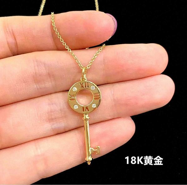 

Tiff Necklace Designer luxury fashion jewelry four diamond Roman digital key necklace women's 925 Silver Rose Gold 18k gold chain sweater chain jewelry accessory