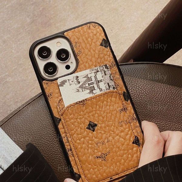 Image of Luxury MC Phones Case Leather Phone Cases 15 14 13 Pro Max Card Purse For Iphone 14promax 12 11 Promax Plus 15pro 14pro 13pro X CYD23101001