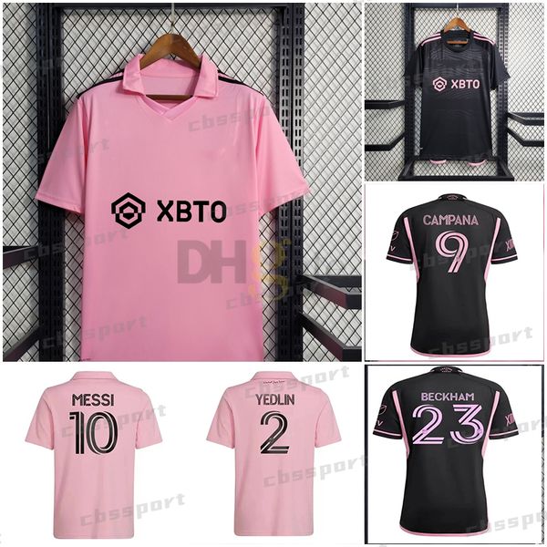 Image of 2023 2024 Inter Soccer Jerseys Pink Black Home Away CF Miamis10 Lionel 17 Martinez 18 Jordi Alba 23 24 Football Shirt Men+ Kids Fans