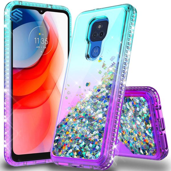 Image of For MOTO G STYLUS PLAY POWER 2021 Diamond Bling Bling Flowing Liquid Sand Glitter Quicksand case protective shockproof cover