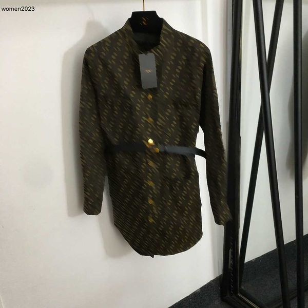 Jacket for Womens Fashion Double Letter Full Print Girl Coat with Belt Size S M Standing Collar Long Sleeved Shirt Oct10, F1
Jacket for Womens Fashion Double Letter Full Print Girl Coat with Belt Size S M Standing Collar Long Sleeved Shirt Oct10, F1