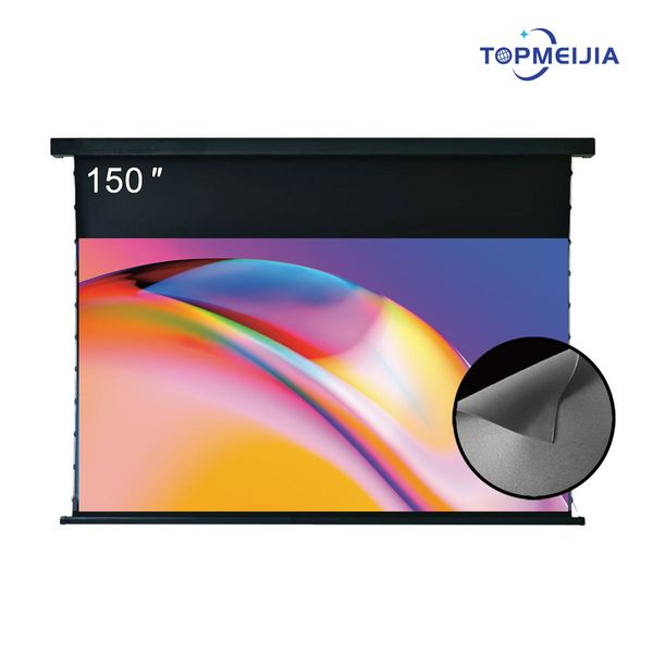 Image of Factory outlet 150 Inch 8K Pull Down Motorized tab tension ALR Projector Projection Screen for normal Throw Projector