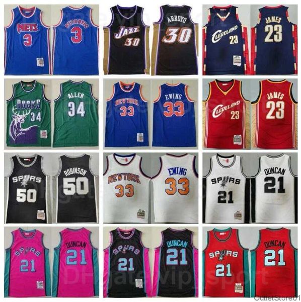 Image of NBAs Basketball Jerseys Vintage Mitchell And Ness Basketball Carlos Arroyo Jersey 30 Retro Drazen Petrovic 3 Tim Duncan 21 David Robins