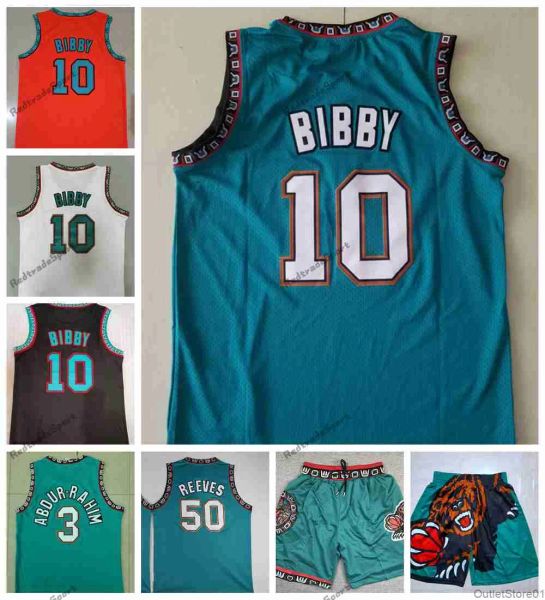 Image of NBAs Basketball Jerseys Mens 19981999 Mike Bibby 10 Basketball Jersey Vintage 3 Shareef Abdur Rahim Bryant 50 Reeves Teal Green Just Black White Don Stitched Bas