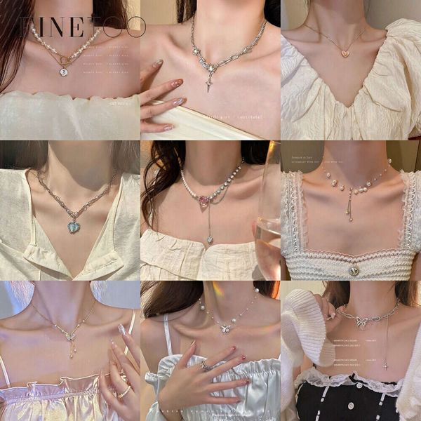 Finetoo Elegant Sier Chain Pearl Necklace for Women Butterfly Heart Bow Pendant Choker Jewelry Accessories
Finetoo Elegant Sier Chain Pearl Necklace for Women Butterfly Heart Bow Pendant Choker Jewelry Accessories