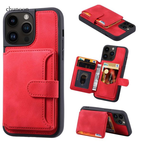 Image of New Skin Sensation Apple 15promax Skin Mounted Mobile Phone Holder Leather Case Insert Card Snap 15tpu Phone Case