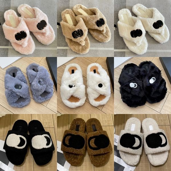 

Winter plush slippers top luxury designer shoes fashion womens platform shoes classic warm sandals comfortable non-slip casual shoes new outdoor indoor flat shoes, 68