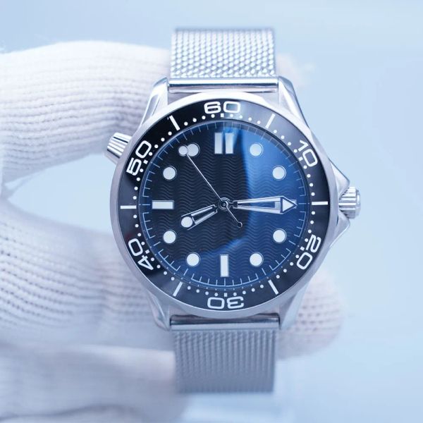 60TH Anniversary James Bond 42MM Automatic Mecheancal Ceramic Bezel Mens Watches Watch Blue Dial Stainless Steel Band Ceramic Rotatable Bezel Transparent BackWCJ
60TH Anniversary James Bond 42MM Automatic Mecheancal Ceramic Bezel Mens Watches Watch Blue Dial Stainless Steel Band Ceramic Rotatable Bezel Transparent BackWCJ