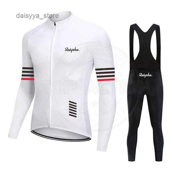 Image of Cycling Jersey Sets High Quality Cycling Shirt Spring Autumn Cycling Set New Raphaful White Maillot Ciclismo Jersey Men Long Sleeve Cycling clothingL231016