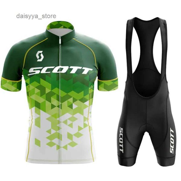 Image of Cycling Jersey Sets Bib Short Cycling scott Men Suit Summer Bike Jersey Mtb Mens Clothes Clothing Sets 2023 Sportswear Sleeve Set Man Sports ShortsL231016