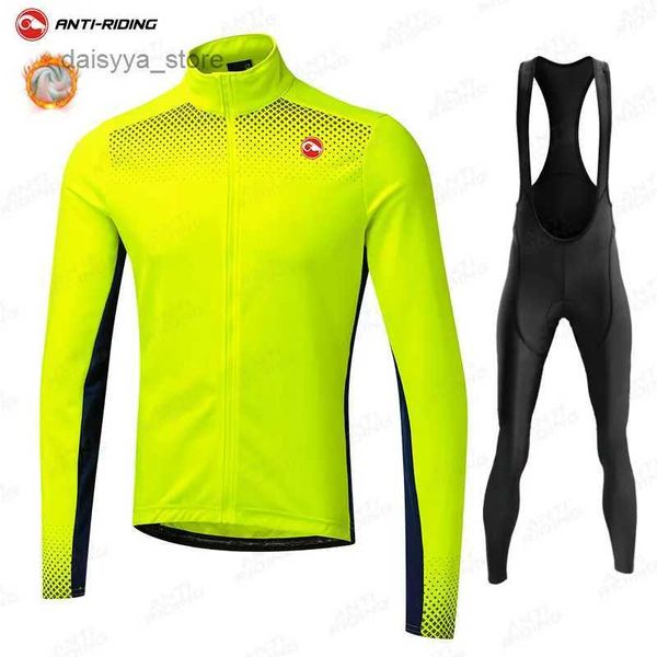 Image of Cycling Jersey Sets New 2021 Winter Thermal Fleece Cycling Jersey Set Long Sleeve Ropa Ciclismo Hombre Bicycle Cycling Clothing maillot CiclismoL231016
