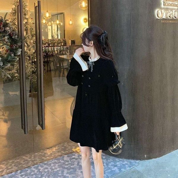 Vintage Velvet Dresses Elegant 2023 Autumn Winter French Style Women's Double-Breasted A Line Robe Lady Party Evening Dress, Black
Vintage Velvet Dresses Elegant 2023 Autumn Winter French Style Women's Double-Breasted A Line Robe Lady Party Evening Dress, Black