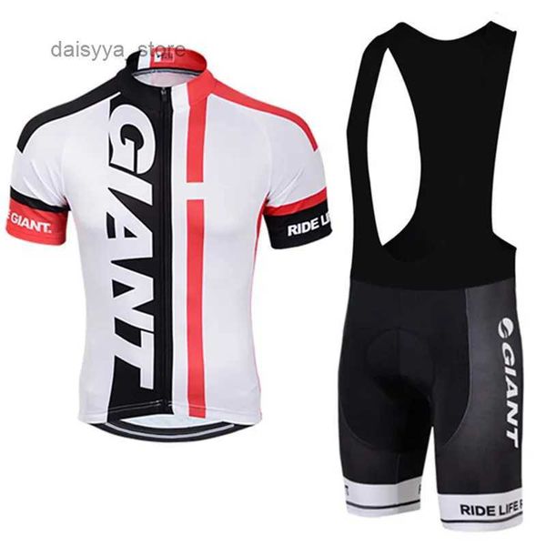 Image of Cycling Jersey Sets 2023 Men Short Sleeve Jersey Set Ropa Ciclismo Hombre Summer GIANT Cycling Clothing Outdoot Bib Shorts Suit Bike UniformL231016