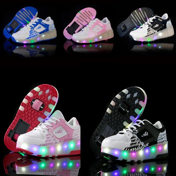 Image of Inline Roller Skates Flashing Shoes Student Kids Outdoor Sports Sneaker 2 In 1 Children Wheels Runaway Pulley Footwear Gift Led Light 231016