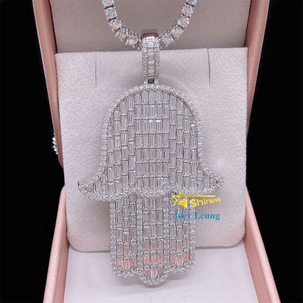 Hip Hop Jewelry Sterling Sier Vvs Baguette Mossinate Diamond Hamsa Iced Out Pendant Moissanite Custom Pendant
Hip Hop Jewelry Sterling Sier Vvs Baguette Mossinate Diamond Hamsa Iced Out Pendant Moissanite Custom Pendant