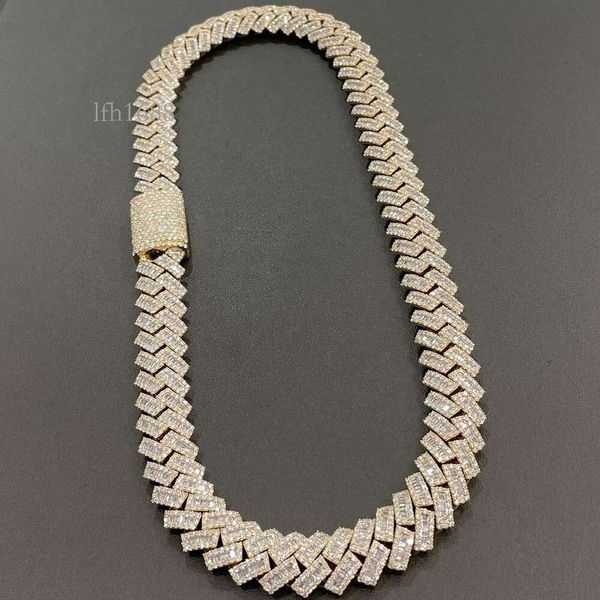 New Arrival Yellow Gold 18Mm 20Mm Prong Baguette Diamond Necklace Gold Plated Sier Iced Out Cuban Link Chain For Men
New Arrival Yellow Gold 18Mm 20Mm Prong Baguette Diamond Necklace Gold Plated Sier Iced Out Cuban Link Chain For Men