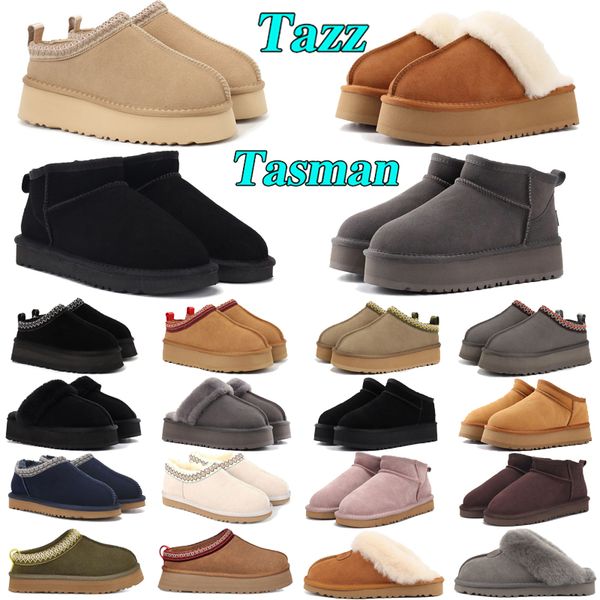 

Tasman slippers designer ug boots Australia Tazz boots Classic ultra mini sheepskin Shearling platform snow women womens shoes fur slides suede wool winter ankle, 24