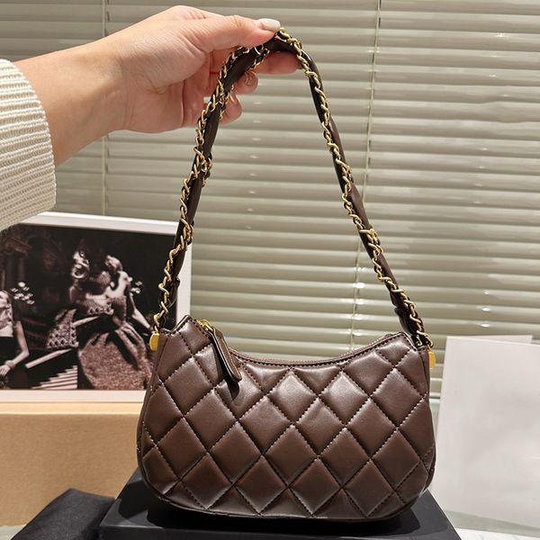 Designer Women 23K Vintage Hobo Shoulder Bag France Brand Quilted Lambskin Leather Mini Half Moon Underarm Bags Lady Weave Chains Strap Handbag 20/23cm, Black 20cm
Designer Women 23K Vintage Hobo Shoulder Bag France Brand Quilted Lambskin Leather Mini Half Moon Underarm Bags Lady Weave Chains Strap Handbag 20/23cm, Black 20cm