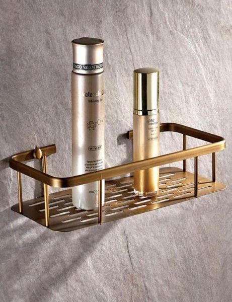 Image of Home Organizer Kitchen Bath Shower Shelf Storage Basket Holder Wall Mounted Brass Antique Finishes Bathroom Hardware8963592