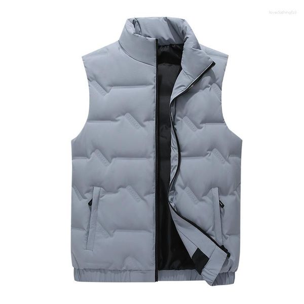 

Men's Vests Men' Sleeveless Vest Jackets Winter Fashion Male Cotton-Padded Coats Men And Women Stand Collar Warm Waistcoats Clothing, Light sky blue