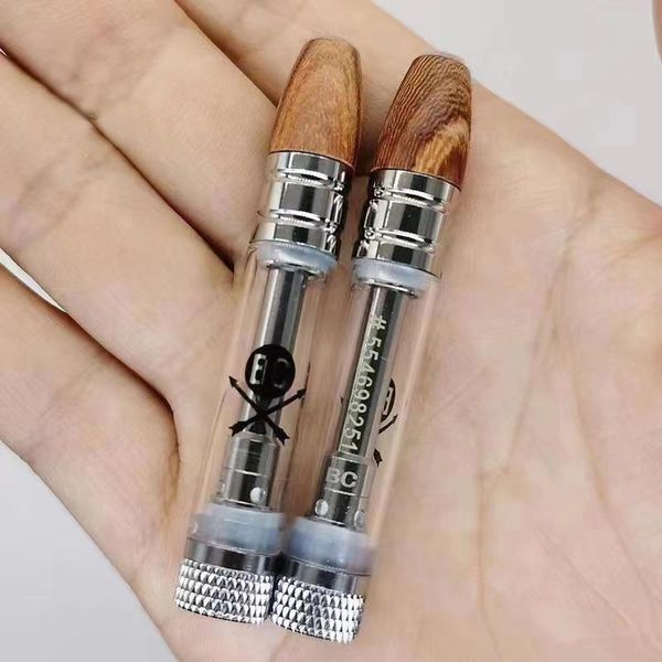 Image of Big Chief Cartridges Wood mouthpiece 0.8ml Ceramic Coil Atomizers 510 Thread Dab Pen Wax Vaporizer Cigarette Glass Thick HHC Oil carts Empty