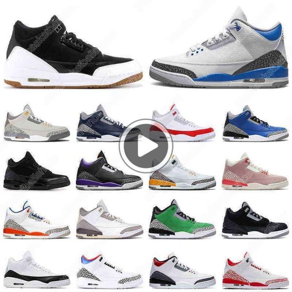 Image of Top Jumpman 3 Men 3s Women Basketball Shoes Rubber Shady Muslin Oreo White Cement Black Cat Cardinal Red Racer True Blue Varsity Royal Neapolitan Sneakers Trainers