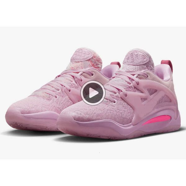 Image of Excellent Basketball Shoes Grade School Kd 15 Aunt Pearl for Sale Pink Kids Men Women Sport Shoe Sneakers with Us4-us12