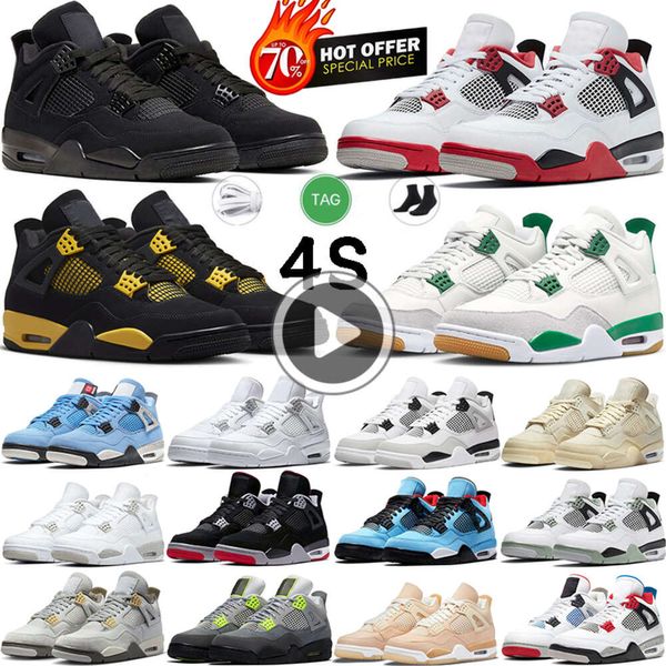 Image of Top Red Cement 4s Basketball Shoes 4 Sb Pine Green Military Black Cat White Oreo Sail University Blue Cactus Jack Photon Dust For Mens Womens Sports Trainers Sneakers