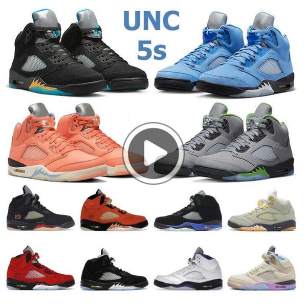 Image of Jumpman 5 Basketball Shoes Men Aqua UNC 5s Green Bean Dark Concord Racer Blue Raging Bull Red Suede Jade Horizon Sail What The Easter Mens Trainers Sport Sneakers 40-47